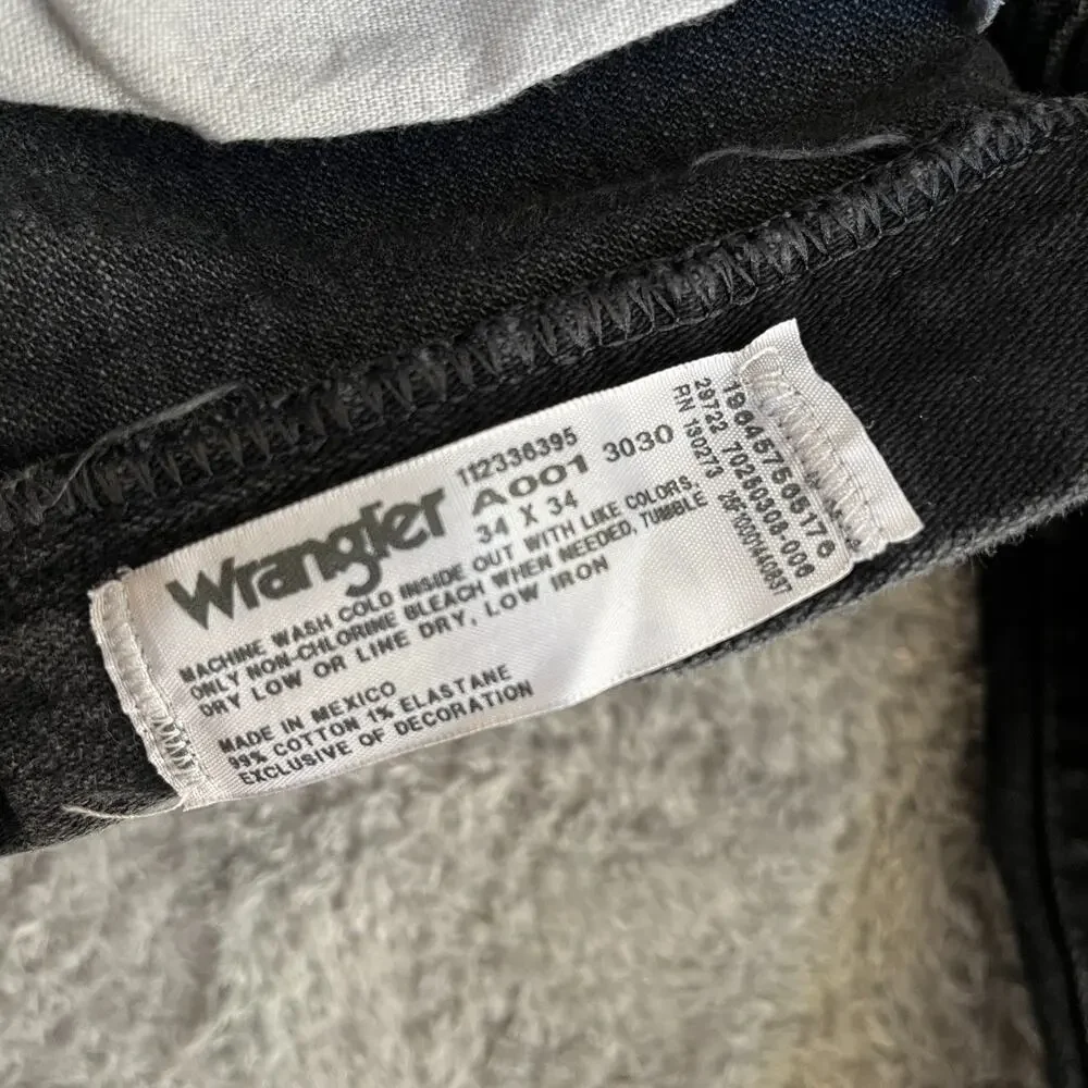 Wrangler Cowboy Cut Black Slim Fit Western Denim Jeans A001 3030 Mens Size 34x34